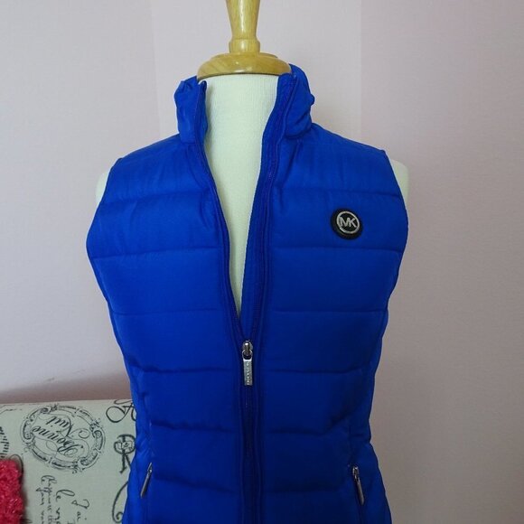 NWT! Michael Kors Blue Women's Puffer Vest XS - Picture 3 of 15